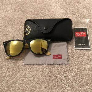 SOLD Rayban gold mirror wayfarer sunglasses 54mm